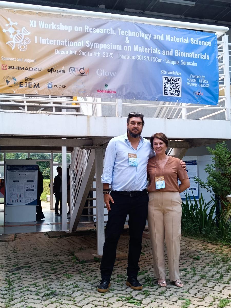 Prof Aparecido Júnior de Menezes, do PPGCM Ufscar, e profª Eliana Duek, da FCMS